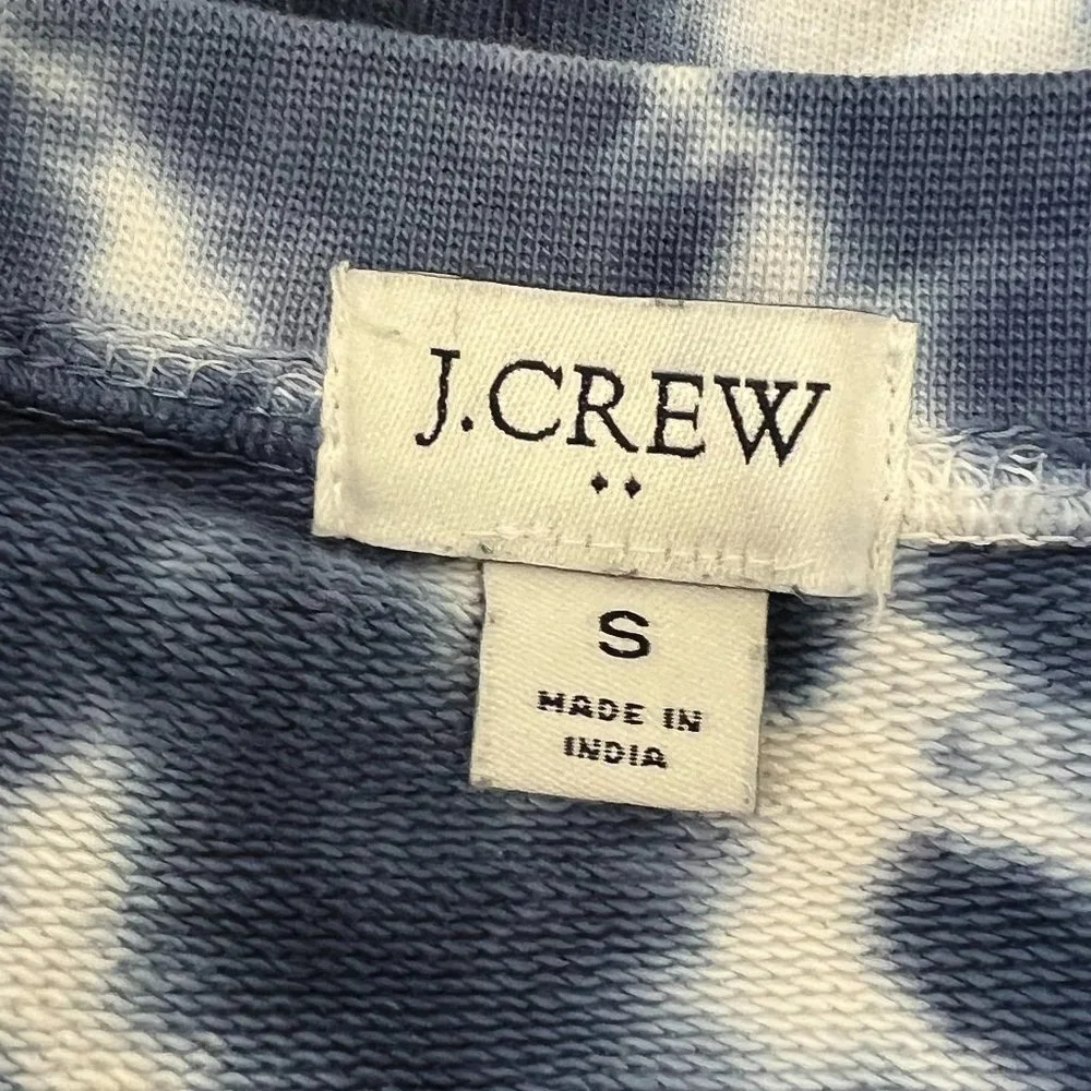 J. Crew‎ White Blue Tie Dye Sweatshirt Size S 100% Cotton